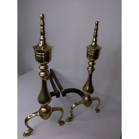 Accents Vintage Antique Brass Fireplace Log Holders Andirons Set Colonial Traditional Poshmark